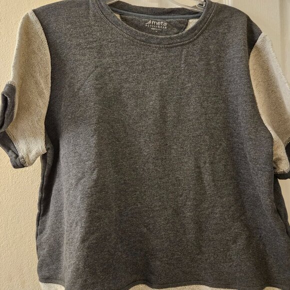 Meta activewear Distressed crop grey Colorblock jerseygym workout Gym top 1X - Picture 8 of 8